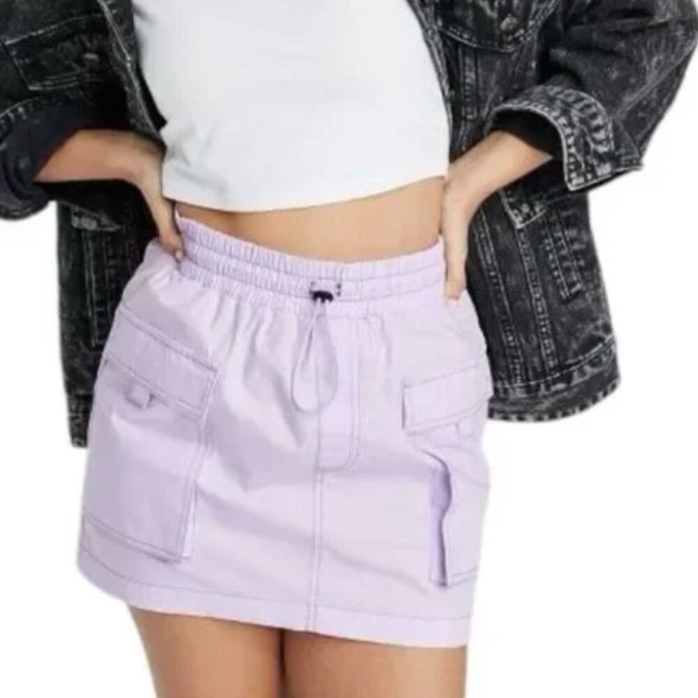 NEW Wild Fable Light Violet Parachute Cargo Bungee Cord Cotton Mini Skirt S NWT